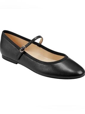 Marc Fisher Black Leather Mary Jane Flats with Strap MLespina size 7